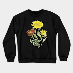 Summer Flowers Vintage Botanical Illustration Crewneck Sweatshirt